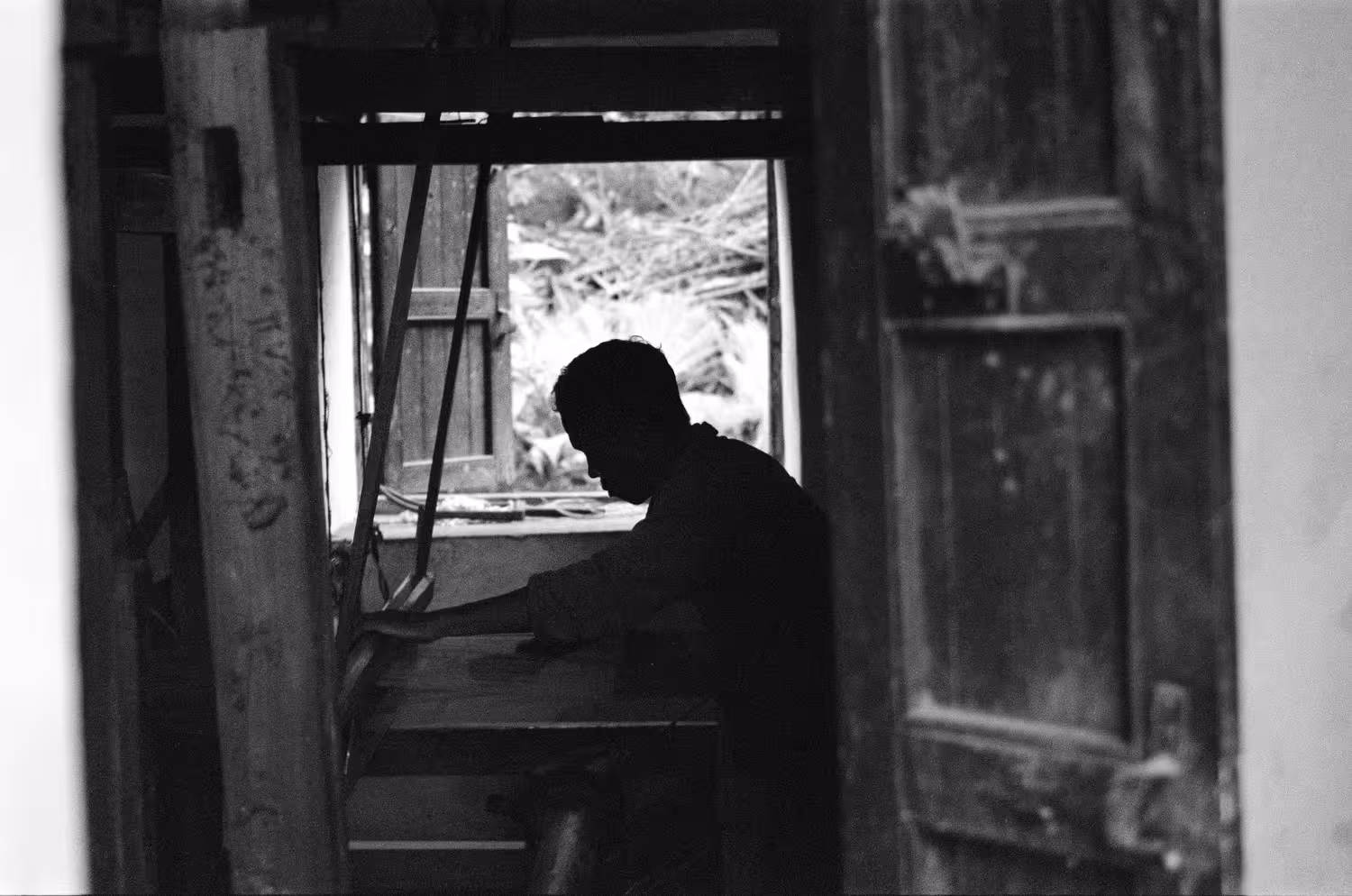 At work on the loom